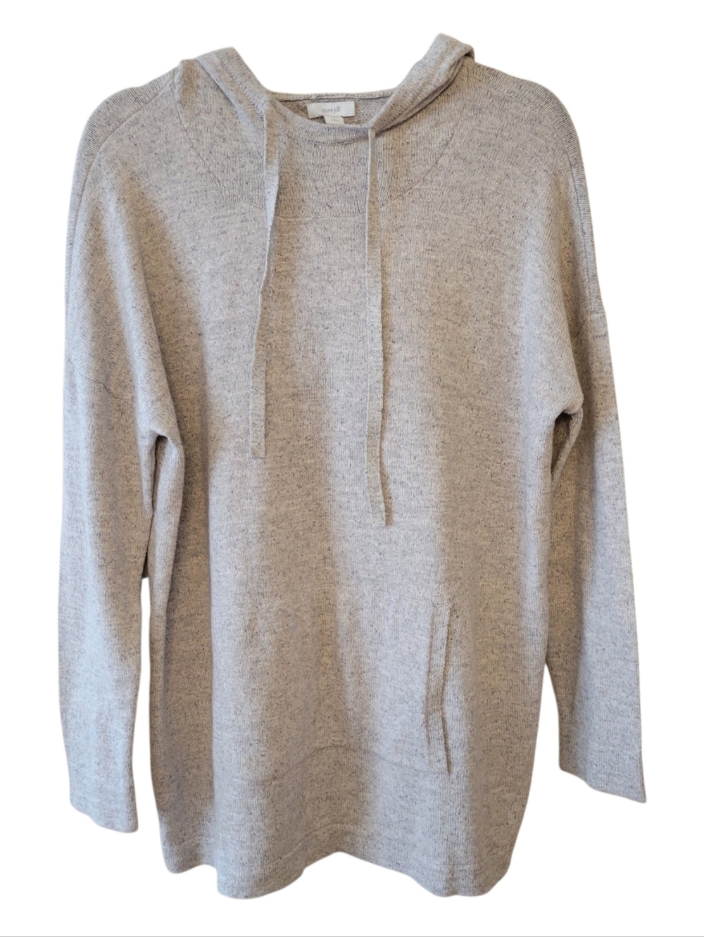 NWT J. Jill Gray Heather Knit Hoodie Pullover Sweater Size Large Petite